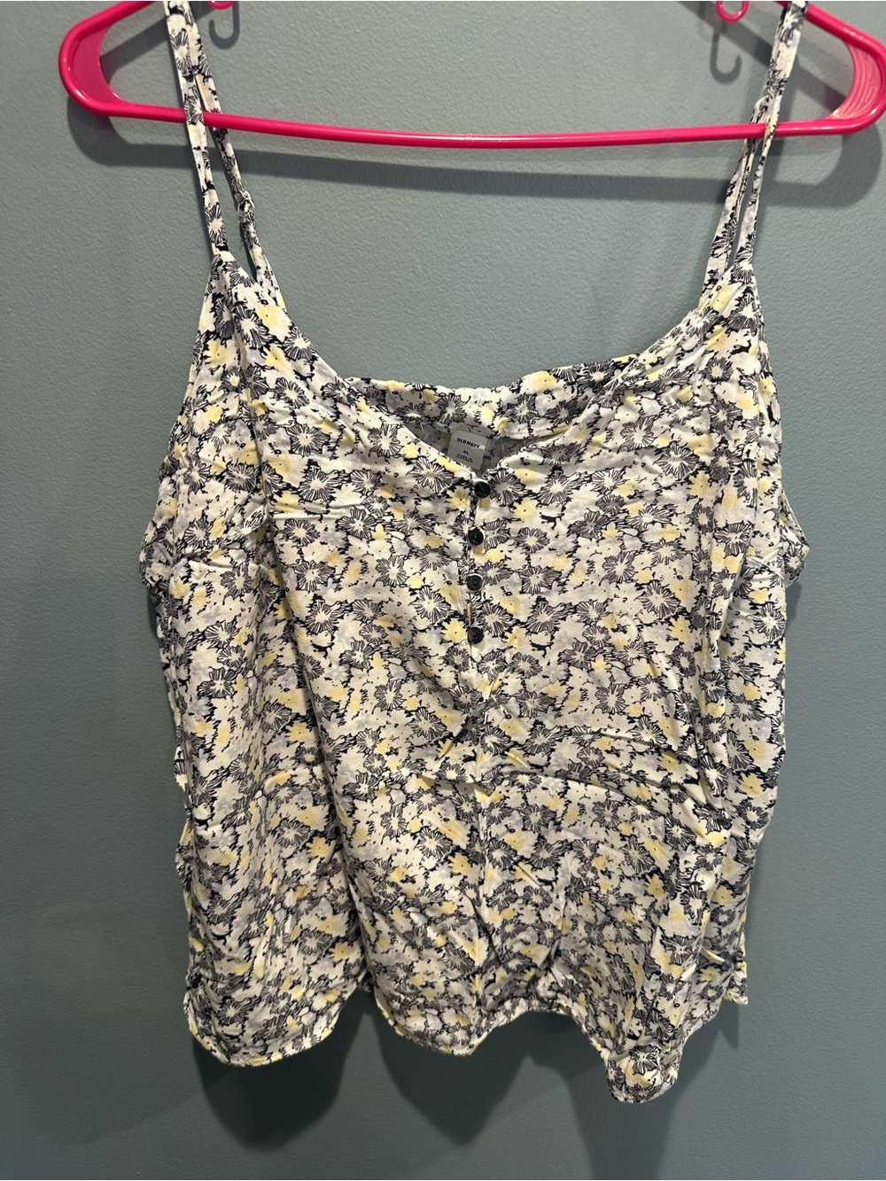 Old Navy Yellow and White Floral Spaghetti-Strap Tank